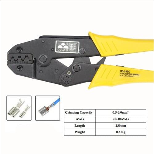 Hand tools HS-03BC RATCHET CRIMPING PLIER EUROPEAN STYLE AWG 20-10 Non-insulated tabs and receptacles