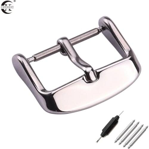 Solid Stainless Steel Watch Band Clasp Watch Clasp For Fenix 20mm 22mm Silver Metal Leather Watchbands Strap Pin Buckle Belt