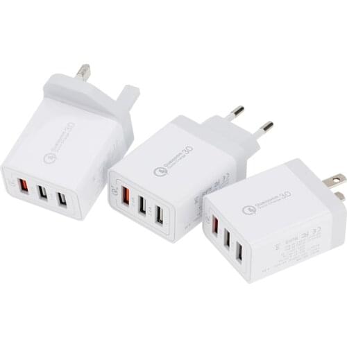 Quick Charge 3.0 USB Charger Universal 3Port 18W Wall Travel Fast Charging Adapter for iPhone Samsung Cellphone Tablet 10pcs/lot