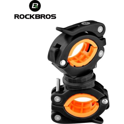 ROCKBROS Cycling Bike Rotating Light Double Holder LED Front Flashlight Lamp Pump Handlebar Holder Bicycle Accessories 4 Colors