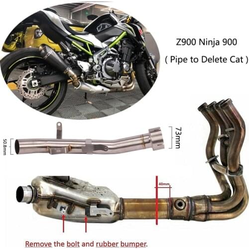 For Kawasaki Z900 Ninja 900 Motorcycle Exhaust Pipe Cut Delete Replace Catalyst Slip On Original Muffler Stainless Steel Pipe