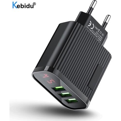 Kebidu 5V 3A Digital Display Fast Charging Wall Phone Charger Quick charge 3.0 USB Charger for iPhone 11 7 Xiaomi Samsung Huawei