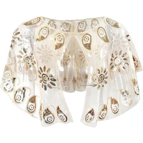 Womens Vintage Evening Jacket Cape Sequin 1920s Shawl Capelet Flapper Cover up Gatsby Party