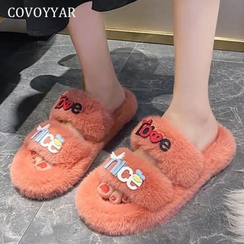 COVOYYAR Fur Womens Slippers Fashion Flat Shoes Women Summer Graffiti Cartoons Kawaii Casual Slide Shoes Plus Size 42 WSL242