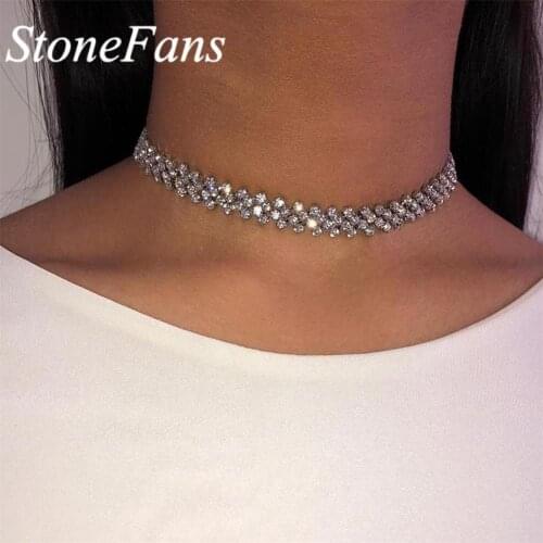 Stonefans Sexy Gold Statement Choker Necklace Chains 2020 Fashion Tennis Chain New Crystal Rhinestone Choker for Women Jewelry