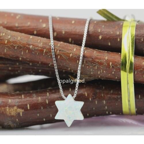 1pc/lot) Free Shipping 2020 New Fashion Jewish Jewelry OP17 Snow White Star of David Opal Pendant Necklace Women Men Necklace