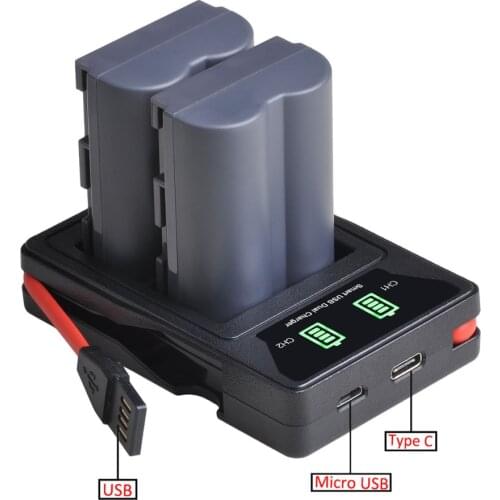 2Pcs BP-511 BP-511A BP 511A Battery + LED Built-in USB BP 511 Charger for Canon G6 G5 G3 G2 G1 EOS 300D 50D 40D 30D 20D 5D