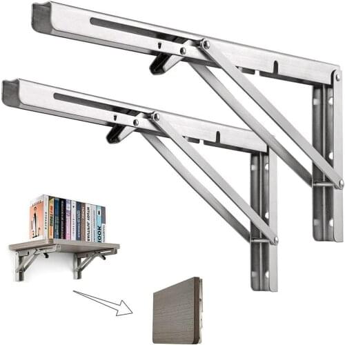 2PCS Wall mounted Shelf Bracket With Screws Folding Table Support Fixed Frame Steel Angle Bracket Furniture Fittings
