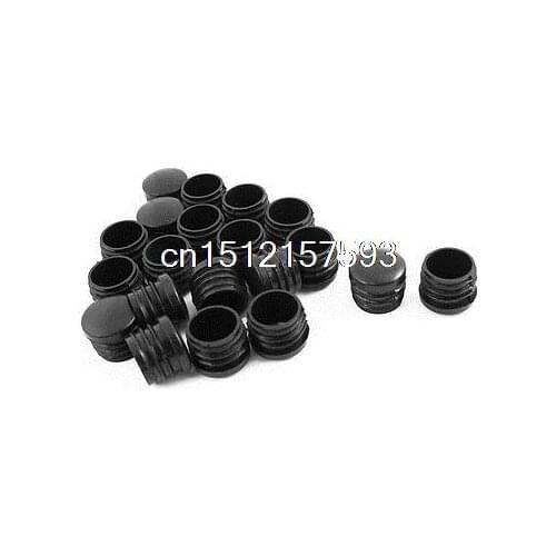 20 Pcs Black Plastic 3/4PT Thread Round Tubing Pipe Insert Caps Covers