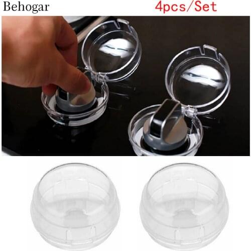 Behogar 4 PCS Child Protection Home Kitchen Oven Gas Cooker Button Knob Control Switch Protective Cover Protector Security Lock