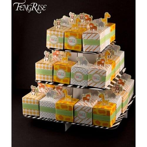 FENGRISE 40pcs Animal Candy Box Baby Girl Boy Party Favors Wedding Gifts for Guests Birthday Party Decoration Supplies