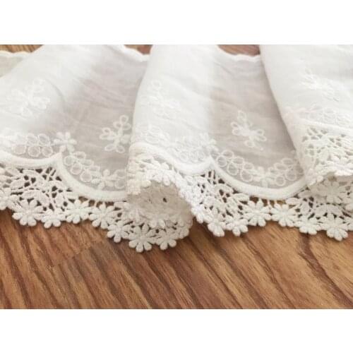 5 yards Off White Cotton Lace Trim Cotton Crocheted Lace Trim Vintage Style Lace Trim