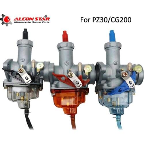 Alconstar- For Keihi PZ30 For Honda CG200 200cc Motorcycle Carburetor Dit Pit Bike Quad ATV with Transparent Float Chamber Race