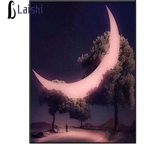 Full Square drill Rhinestones 5D Diy Diamond Painting Fantasy Moon Tree Landscape Diamond Embroidery Mosaic Puzzle Wall Sticker