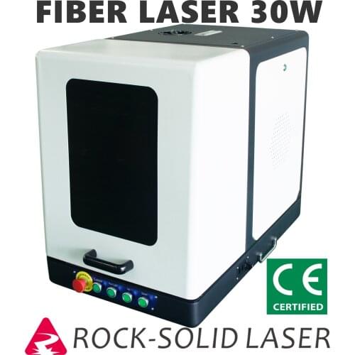 30W Enclosed Fiber Laser Marking Machine Small Portable Laser Q-Switch Pulsed for Metal Plastic Jewelry Rotary Engraving OEM
