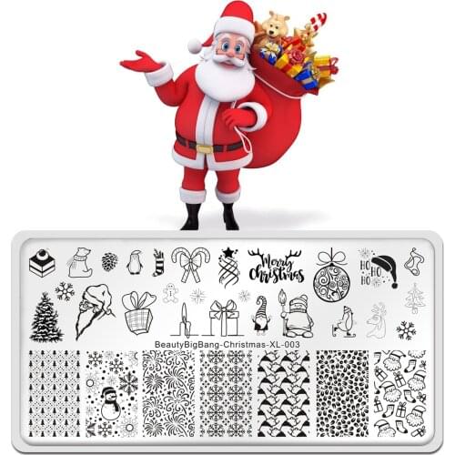 BeautyBigBang 2021 Christmas Theme nail Art Stamping Plates Image Printing Template Santa Claus Design Nail Stamp Tools