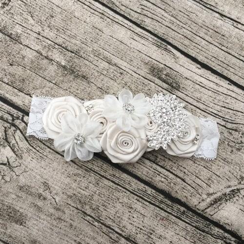 Free Shipping Ivory Rosette Flower Girl Headbands Kids Hair Accessories Photo Prop