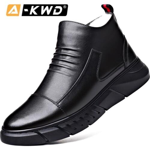 Fashion Men Snow Boots Mens Winter Shoes Warm Mens Work Boots Pu Leather Sneakers Chaussure Homme Hiver Footwear Zipper Men Boot