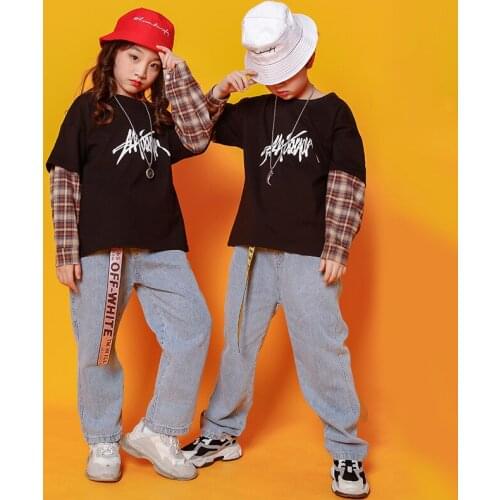 Kids Hip Hop Clothing Children Girls Boys Sweatshirt Jeans Overall Camouflage Pants Stage Outfit Streetwear Jazz Dance Costumes