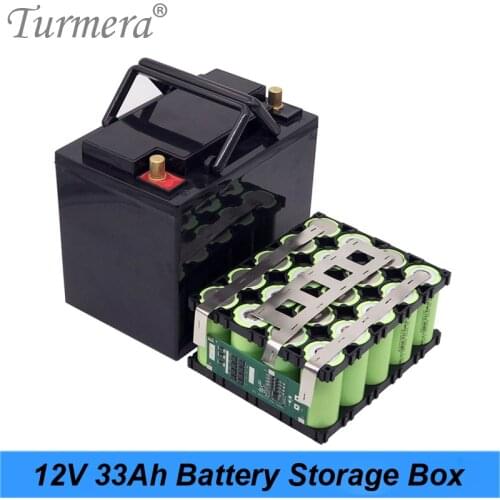 Turmera 12V 33A Battery Storage Box with 4X5 32700 Lifepo4 Battery Holder 4S 40A Balance BMS Nickel for UPS and Solor System Use