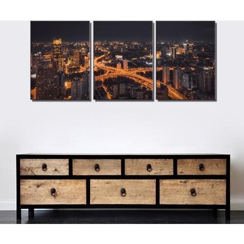 City Night View Yellow Street Lamp Landscape Pictures for Living Room Wall Decor Cityscape Poster Modern Home Decor Dropshipping