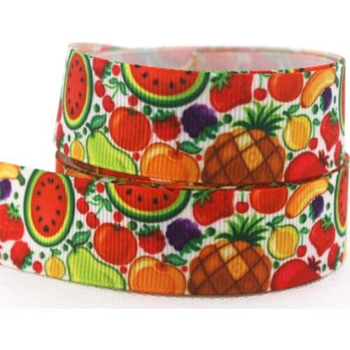 [IuBuFiGo] 50 yard 7/8"(22mm) Fruit Printed Grosgrain ribbon and bow hair DIY handmade tape