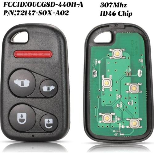Jingyuqin 307MHz 5 Buttons Keyless Remote Car Key Fob ID46 Chip OUCG8D-440H-A G8D-440H-A 72147-S0X-A02 Fit For Honda Odyssey
