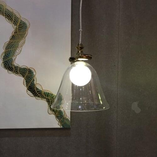 Bell pendant light Dutch Single Head small pendant light Study Glass shade hanging light Designer bedside hanging lights