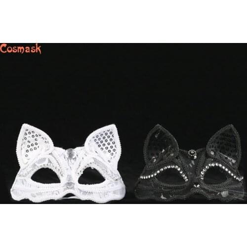 Cosmask Halloween Women Fox Mask For Masquerade Lace Mask Sexy Black White Mask Halloween Mask Costume Accessories Mask