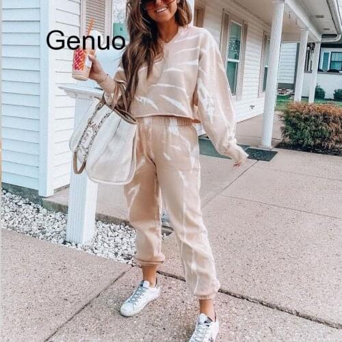 Women Tie-dye Jogger Suit Hoodies Tops And Pants Two Piece Set Woman Tracksuit Top Trousers Casual Home Suit Sweatsuit Femme New
