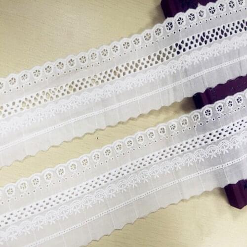 DIY embroidered Flower lace fabric trim 100% cotton embroidered lace trim clothing accessories 7.5cm wide-QX
