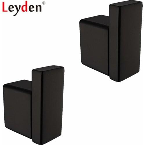 Leyden Wall Mounted 2pcs 304 Stainless Steel Black Robe Hooks Set Clothes Hanger Towel Hat Wall Hook Bathroom Accessories