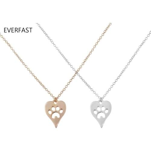 Wholesale 10pc/lot Cute Cat Paw print in Heart Pendant Necklace Dog Pet Paw Pug Love Sisters Girls Kids Family Gift