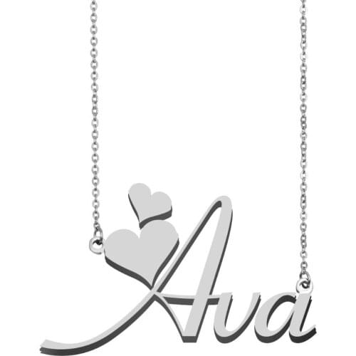Ava Name Necklace Personalised Stainless Steel Women Choker 18k Gold Plated Alphabet Letter Pendant Jewelry Friends Gift
