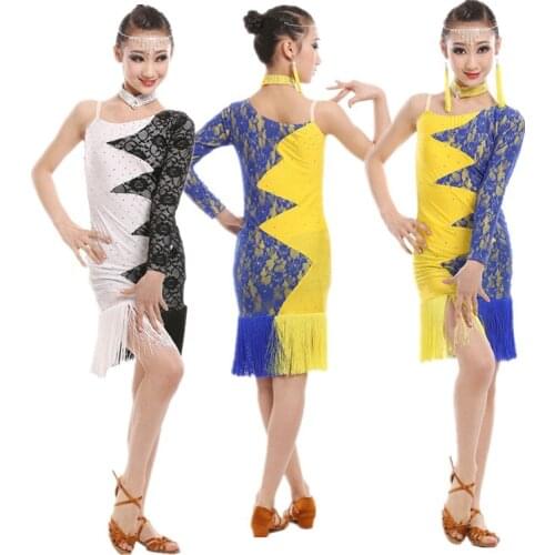 Latin Dance Dress For Girls 2017 New Children Latin Competition Dancing Costume High Quality Latin Fringe Dresses