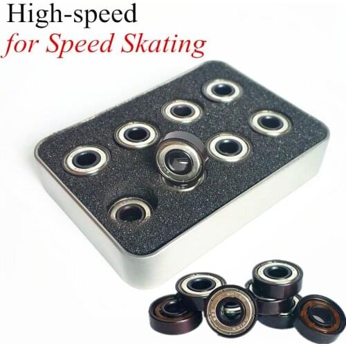 16 pcs/lot inline speed skates shoes 608 bearing for roller skating marathon track racing 7-beads retail wholesale iron box