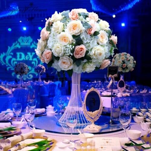 Luxury Custom 45/30CM Silk Babysbreath Rose Plants Artificial Flower Ball Wedding Table Centerpiece Decor Home Party Event Shop