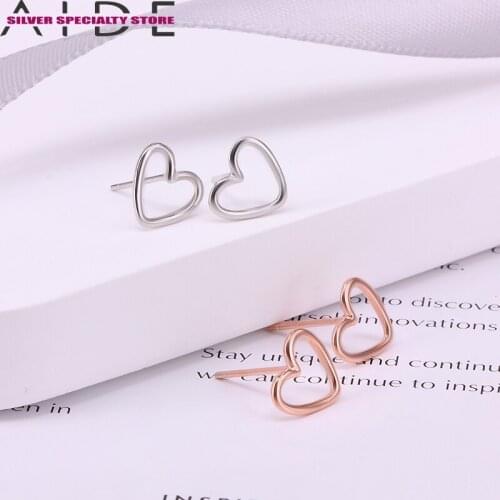 AIDE Heart Stud Earring 925 Sterling Silver Earrings For Women 2020 Piercing Girls Earring Fine Jewelry Pendientes Arete As Gift