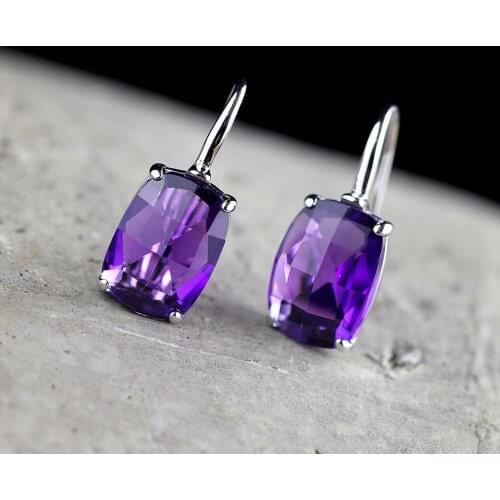 Character Silver Product S925 Pure Silver Jewelry Earring Ms Pure Handmade Fashion Section Of Amethyst Earrings