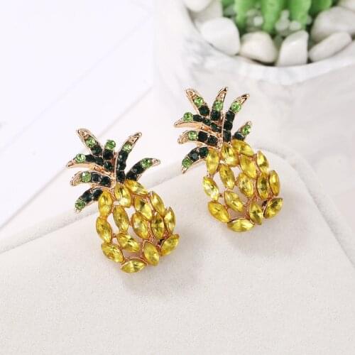 Pineapple Crystal Earrings for Women Hot Sale Boho Rhinestone Statement Drop Dangle Earring Fashion Jewelry Bijoux
