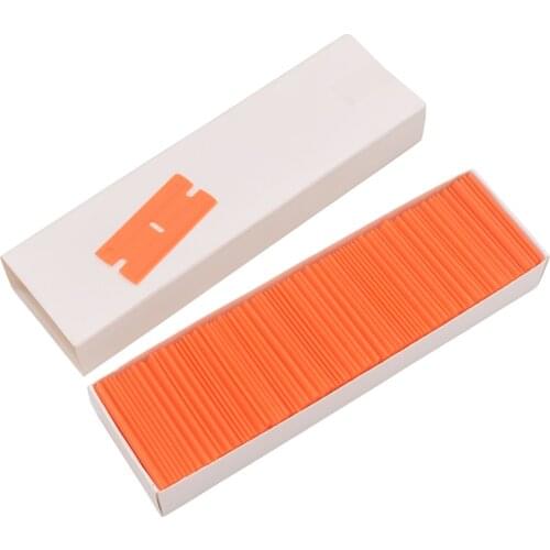 Window Glass Clean Scraper Car Wrap Sticker Squeegee Orange Double Edged Plastic Razor Blade Lable Glue Remover