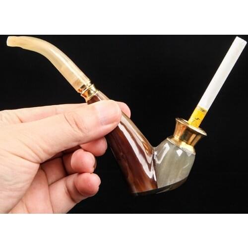 The Real Ox horn tobacco pipe Creative Portable smoking Pipe Holder Filters Smoking Pipe Mouthpiece Cigarette Holder
