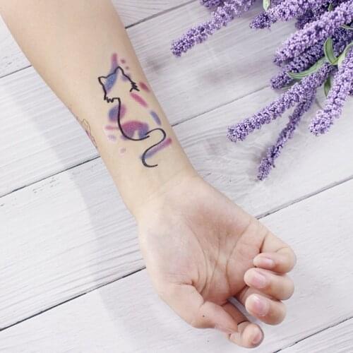 Temporary Tattoo Sticker cat pattern Element Small animal flower waterproof Fake Body Art tatoo for kid girl boy man woman