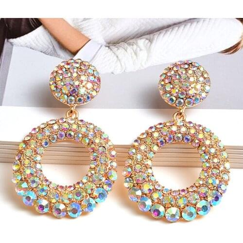 High-quality colored crystal pendant earrings with jewelry accessories for womens elaborate Pendientes Bijoux Christmas