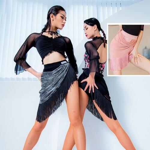New Latin Dance Skirt Female Sexy Latin Fringe Practice Clothing Professional Samba Training Clothes Tango Tassel Dress DWY6151