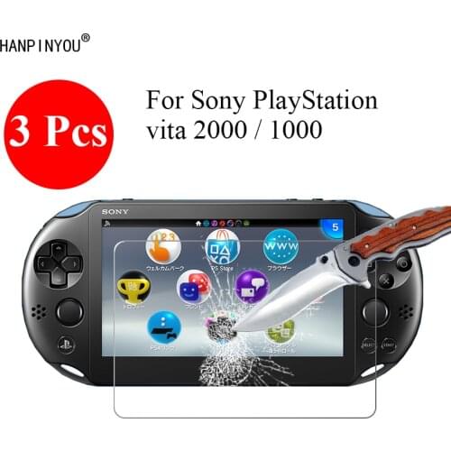 3Pcs 9H 2.5D Clear Tempered Glass Screen Protector for Sony PlayStation PS vita PSV 2000 / 1000 Protective Film + Clean Tools