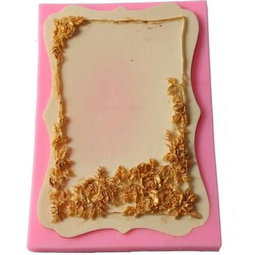 Vintage Mirror Frame Flower Mould Cake Fondant Gumpaste Mold Candy Cookie Chocolate Sugarcraft Lace Cake Decoration Baking Tool