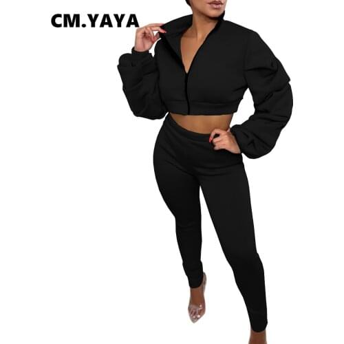 LemonGina Women Tracksuit Solid Loose Crop Tops Strechy Pants Two 2 Piece Set Warm Joggers Sweatsuit Casual Outfit Autumn Winter