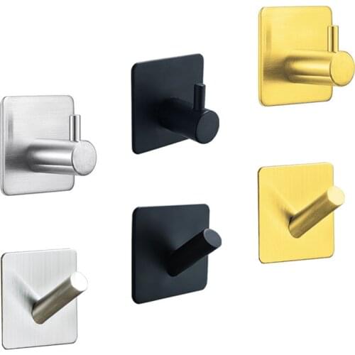 1pcs 304 Stainless Steel Coat Hook Rustproof Hook Hanger for Kitchen Hardware Black Towel Hook Robe Hook Wall Hooks for Bathroom