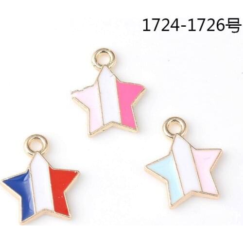 10pcs DIY oil drop hair accessories shoes fashion jewelry wholesale spot color star charms for bracelet, new enamel metal dangle